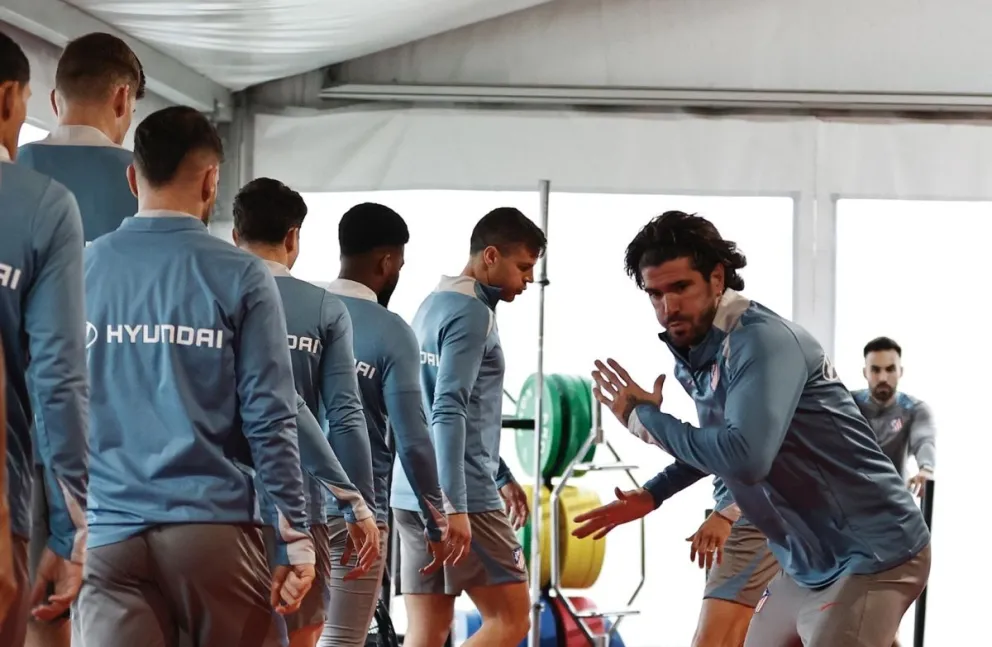 Jugadores del club colchonero en pleno entrenamiento. Foto: Atlético Madrid.