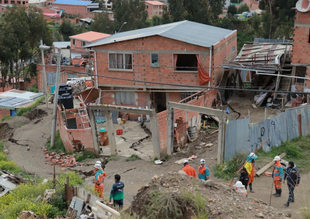 Una vivienda en la zona Cosavisa afectada por el desizamiento activo. Foto: APG