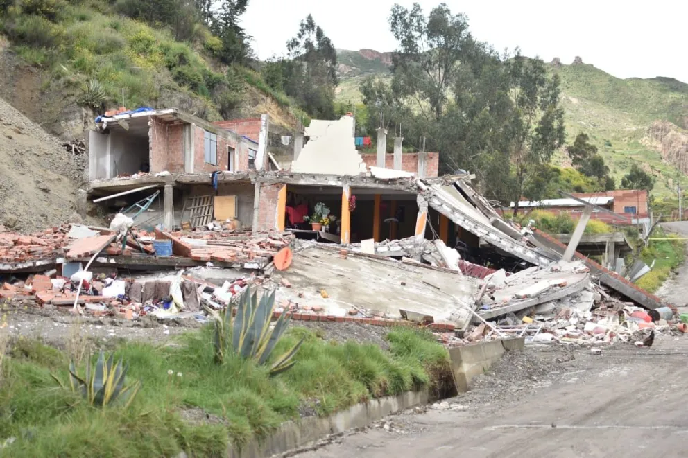 Una vivienda destruida en Codavisa, al sur de la ciudad de La Paz. Foto: GAMLP