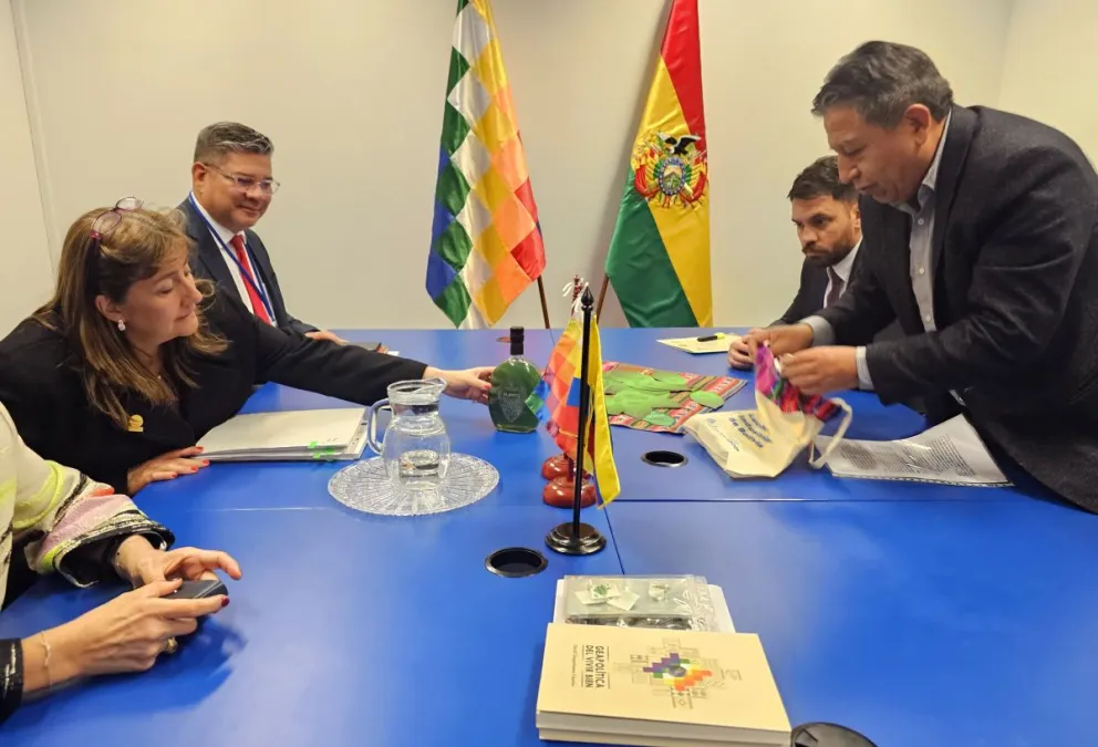 Reunión de autoridades de Bolivia y Colombia. Foto: Vicepresidencia