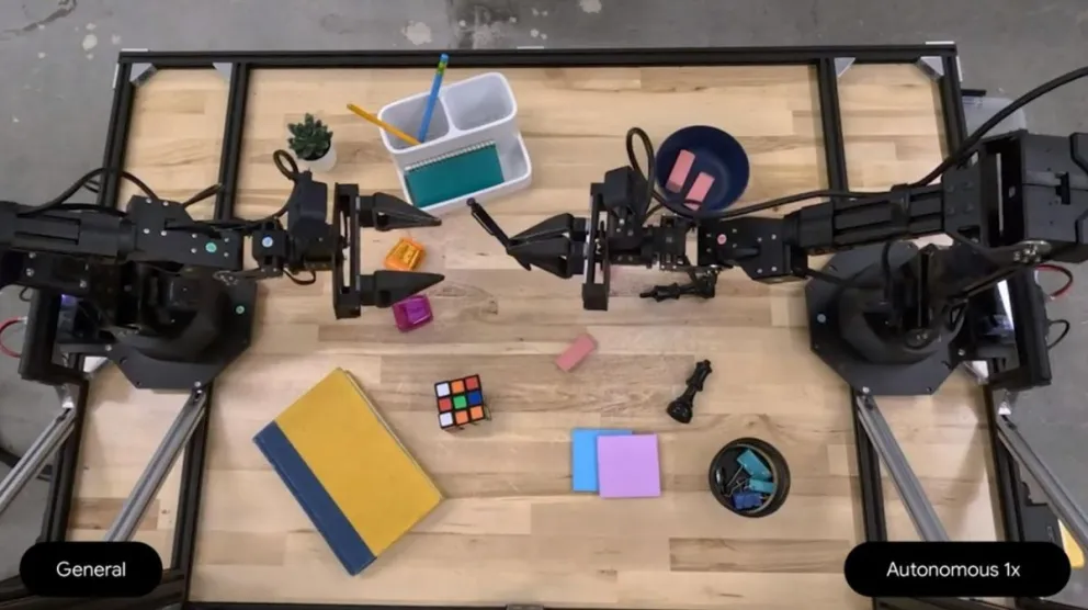 Captura de pantalla de un vídeo de Google DeepMind con Gemini Robotics en acción. Foto: EFE