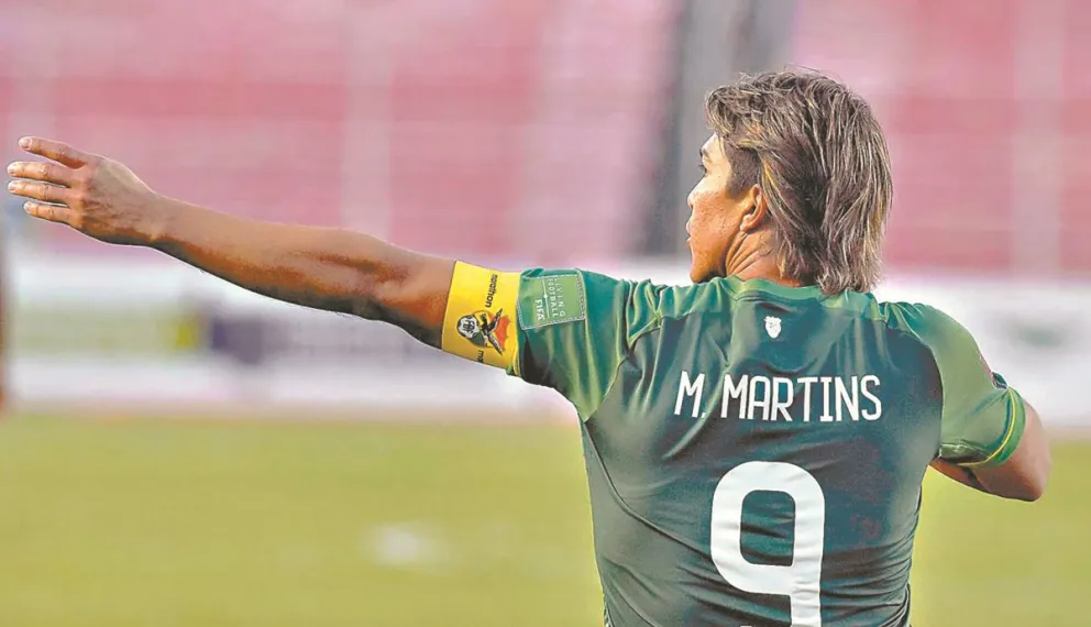 Marcelo Martins, goleador histórico de la Selección celebra una conquista. Foto: Archivo FBF