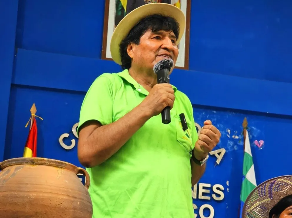 Evo Morales da un discurso en su bastión en el Chapare. Foto: RRSS Evo Morales 