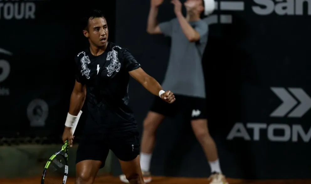 Dellien celebra en un anterior partido. Foto: Hugo Dellien.