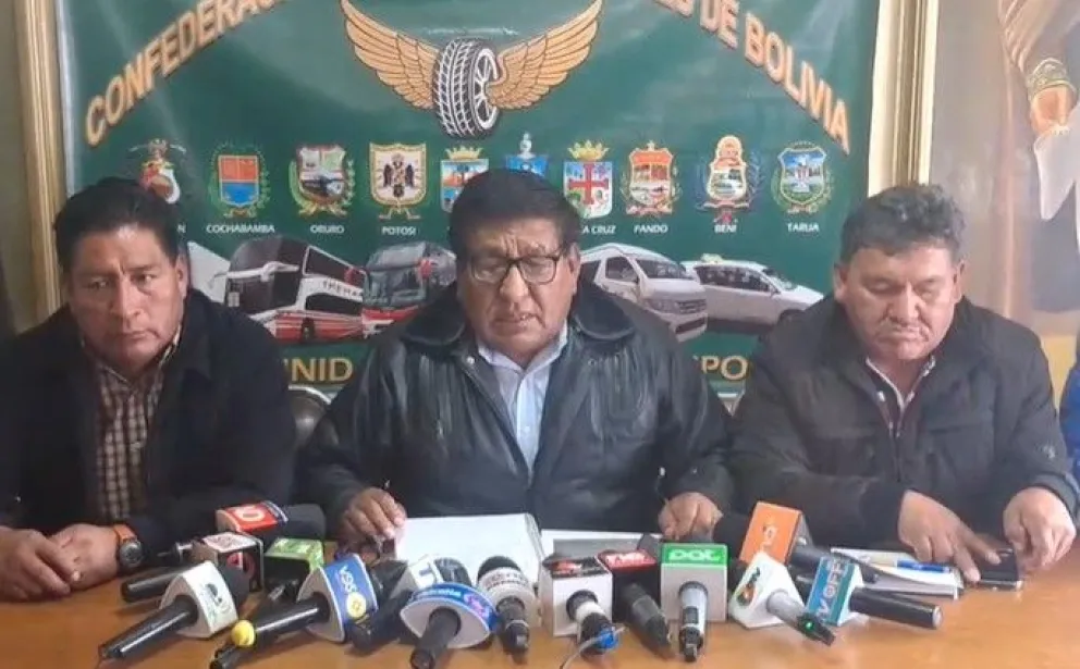 Dirigentes de la Confederación de Choferes de Bolivia. Foto: captura