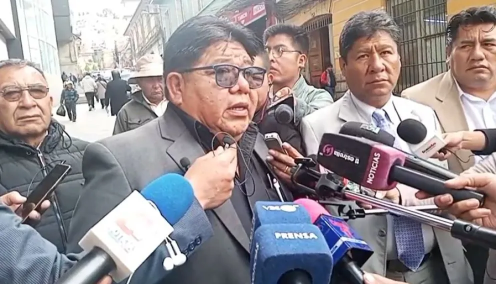 Edson Valdez, dirigente de los choferes 1 de Mayo, de La Paz. Foto: Captura de video