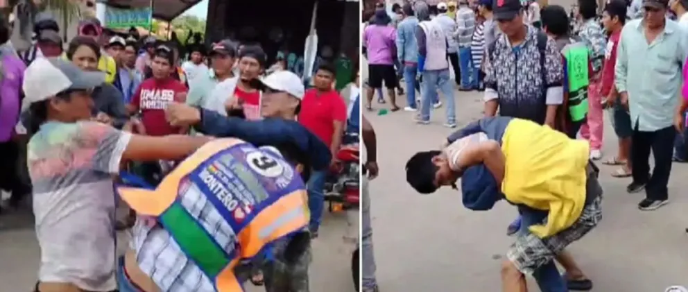 Momentos de la pelea. FOTO: Captura de pantalla de Unitel