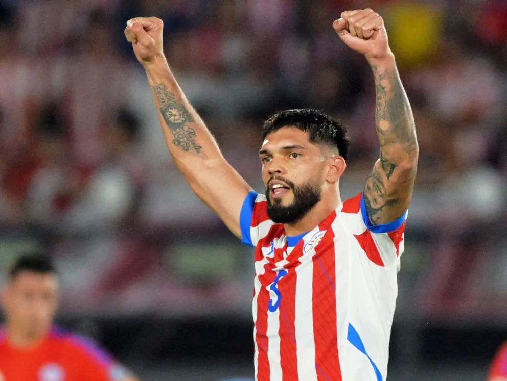 Alderete celebra el gol que anotó para el seleccionado paraguayo. Foto: Conmebol