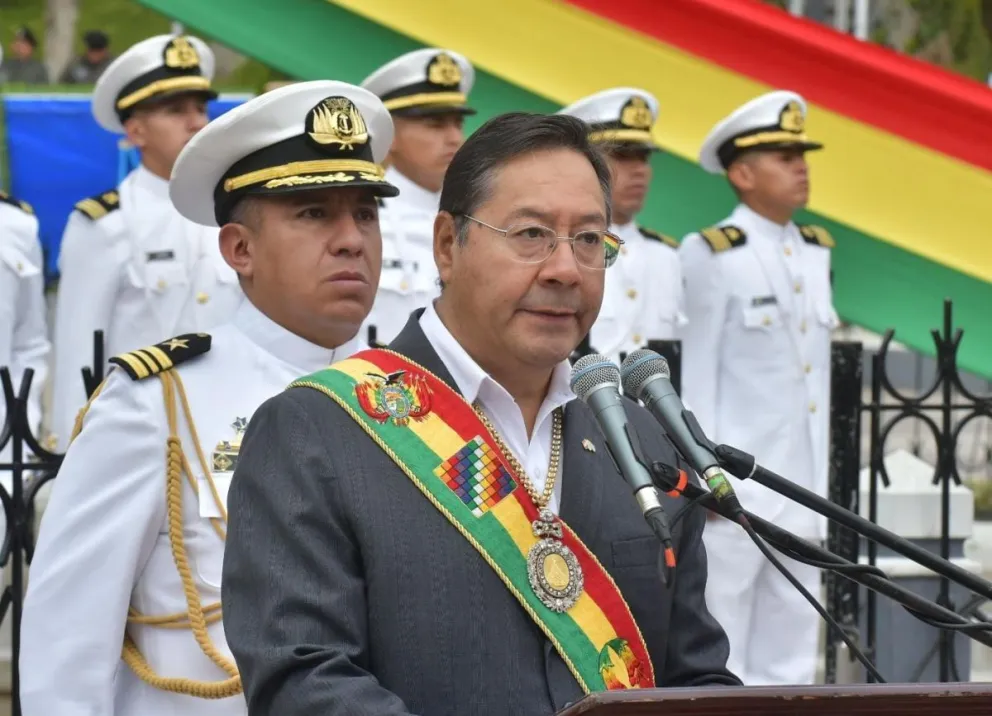 Arce durante su discurso, este domingo. Foto: APG