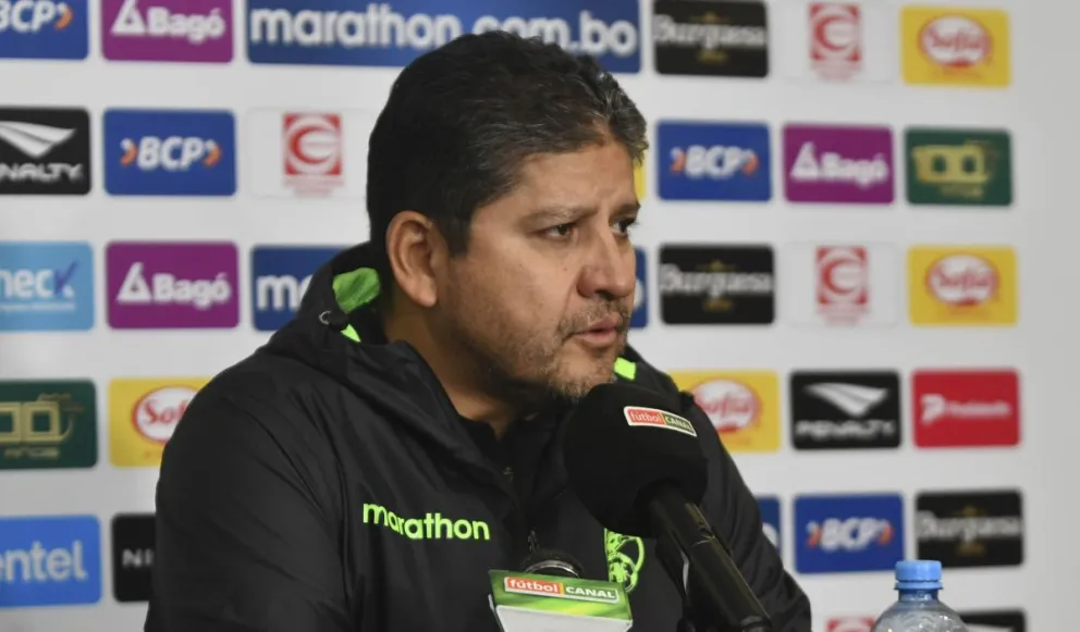 El técnico Óscar Villegas en la conferencia de prensa de este lunes. Foto: APG.