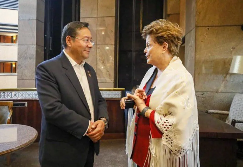 El presidente Luis Arce y Dilma Rousseff. Foto: Facebook de Luis Arce.