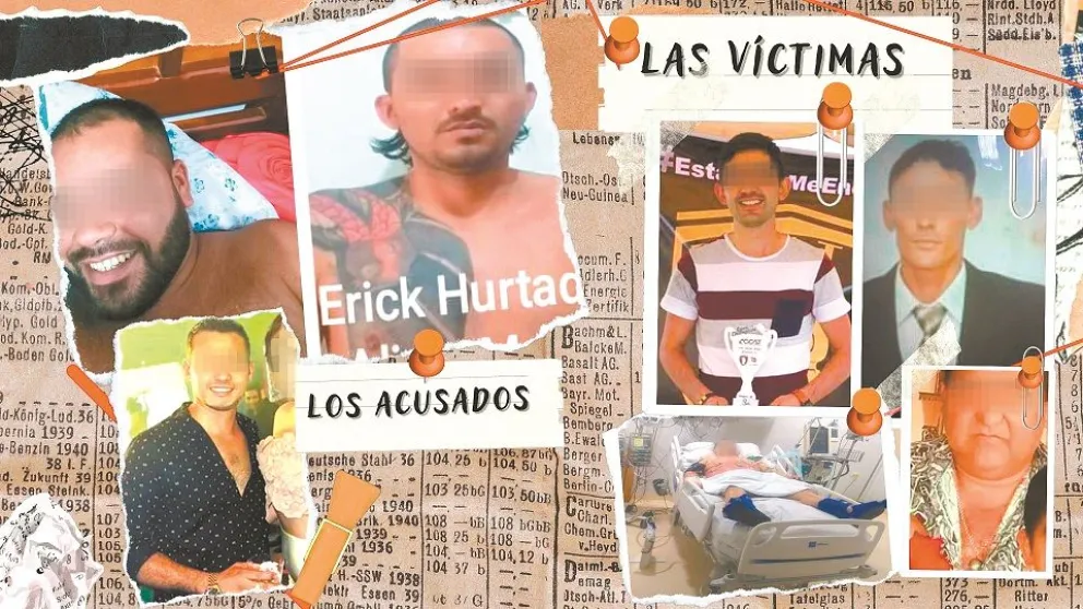 A la izquierda, los hermanos Oswaldo y Erick Hurtado, además de Coco Vásquez; a la derecha, cuatro de las víctimas de los sicarios. Foto: Collage