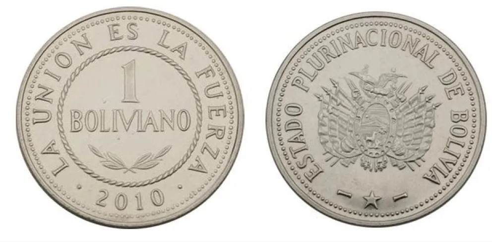 Una moneda de Bs 1 enuna imagen de archivo. Foto: BCB