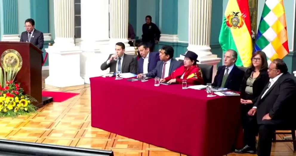 Autoridades de la Cancillería durante la Rendición Pública de Cuentas Final 2024. Foto: Captura de video