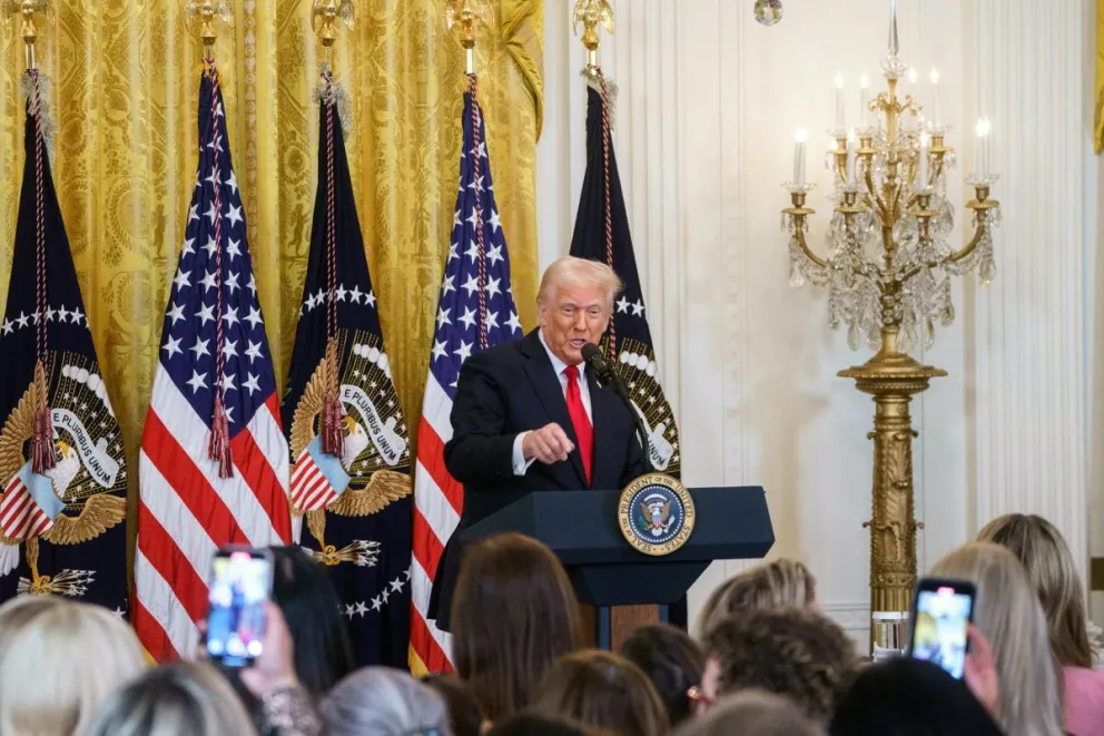  Donald Trump habla en la Casa Blanca en Washington. Foto: EFE