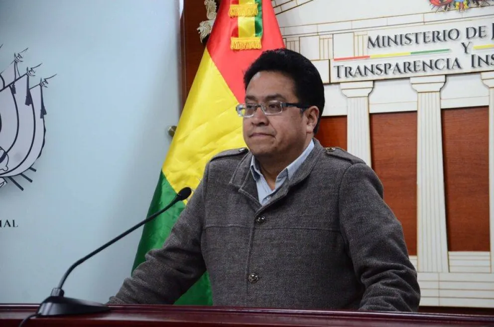 El ministro de Justicia, César Siles, en una conferencia de prensa pasada. Foto.: ABI
