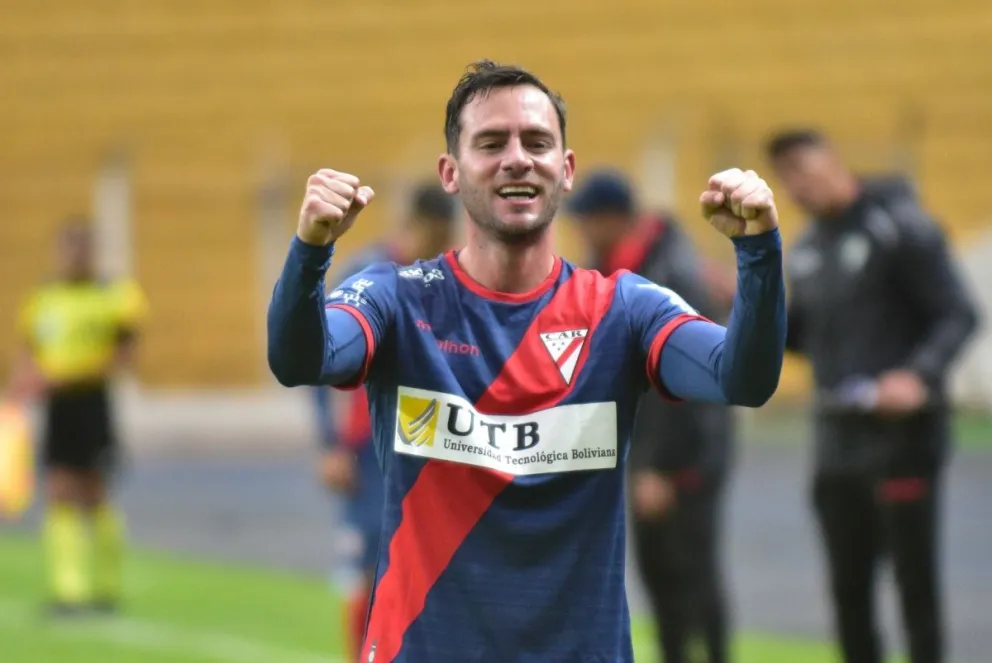 Fernando Saucedo festeja el gol con el que Always Ready le ganó a Nacional. Foto: APG