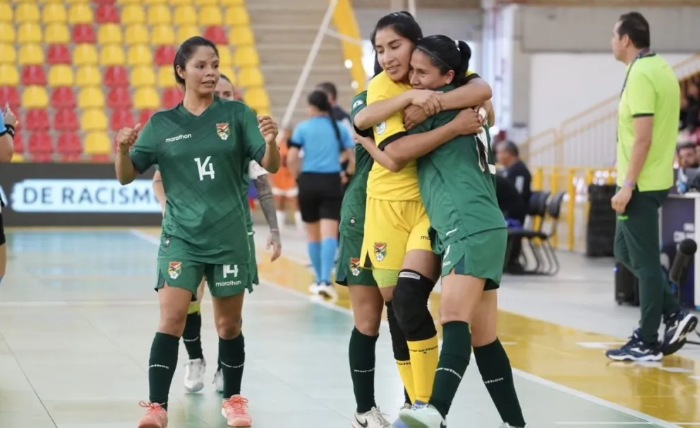 El festejo boliviano luego de uno de los goles. Foto: Conmebol. 