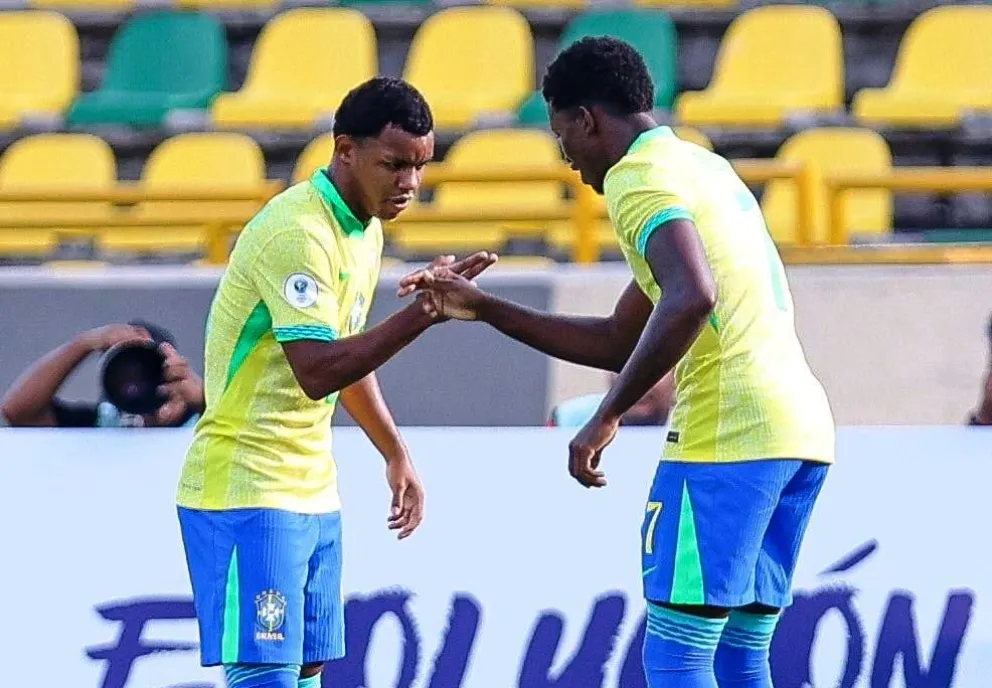El festejo de los jugadores brasileños en el encuentro de esta jornada. Foto: Conmebol