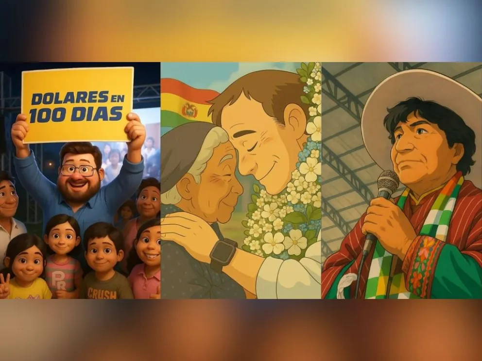 Imágenes que compartieron Samuel, Tuto y Evo Morales en sus redes. Fotos: RRSS