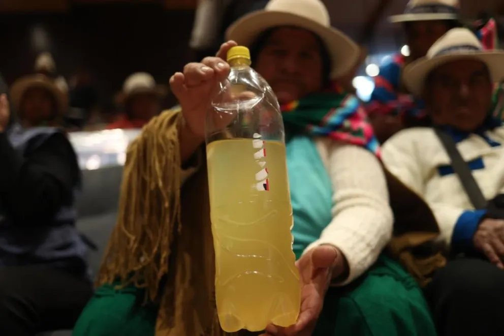 Una de las comunarias del Ayllu San Agustín de Puñaca, en el Legislativo.     FOTO:EFE