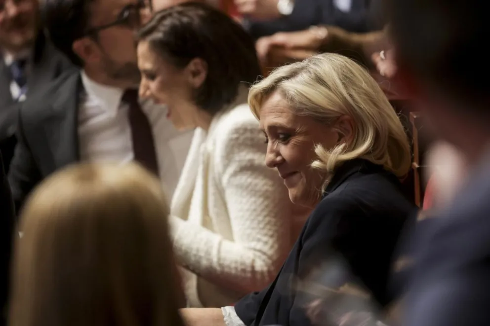 La líder del grupo parlamentario del Rally Nacional (RN), Marine Le Pen. Foto: EFE