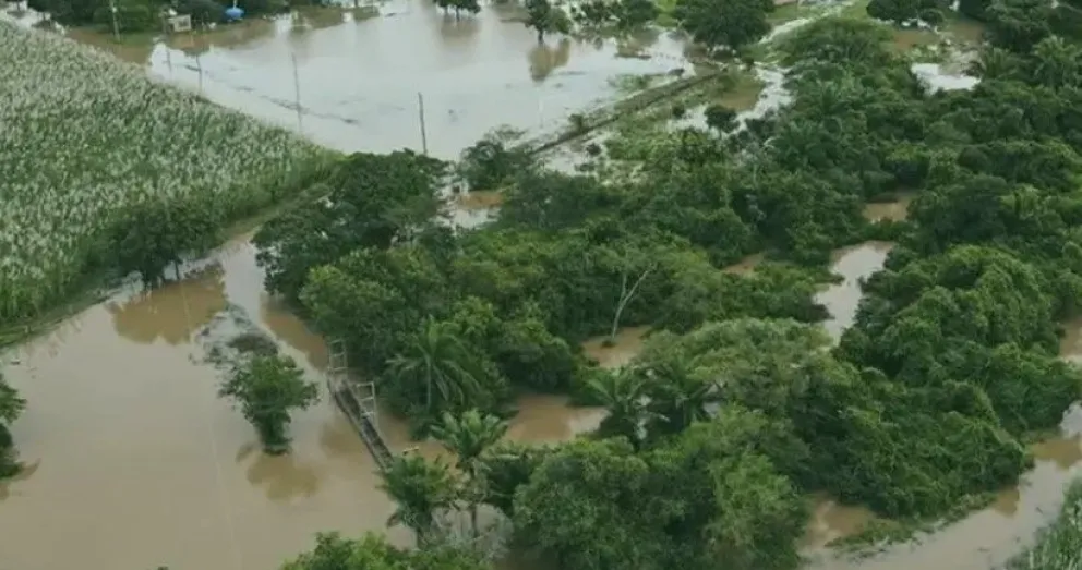 Inundaciones de cultivos en Santa Cruz. Foto: captura