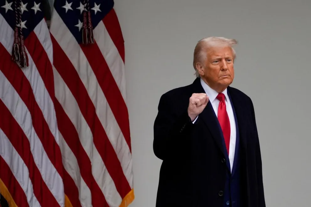 El presidente de EE.UU., Donald Trump, durante el anuncio de aranceles en el Jardín de las Rosas de la Casa Blanca en Washington, D.C. Foto: EFE