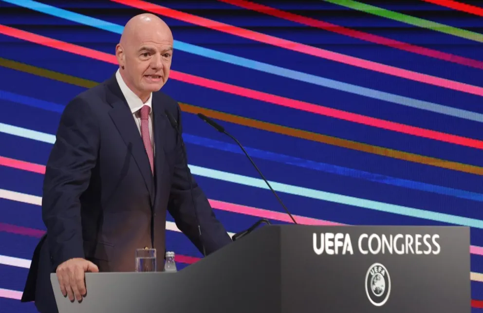 Infantino durante el Congreso de la UEFA. Foto: EFE.