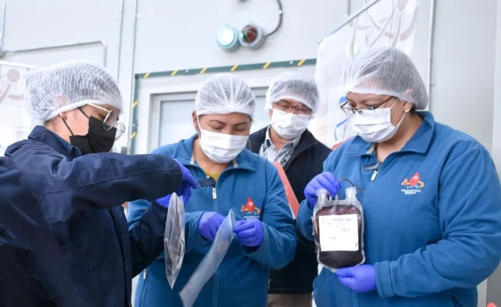 Unidades de sangre ya irradiadas.    Foto: RRSS Luis Arce