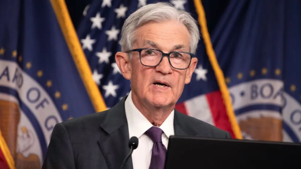 El presidente de la Reserva Federal, Jerome Powell, en una conferencia de prensa en la ciudad de Washington. Foto: CNN
