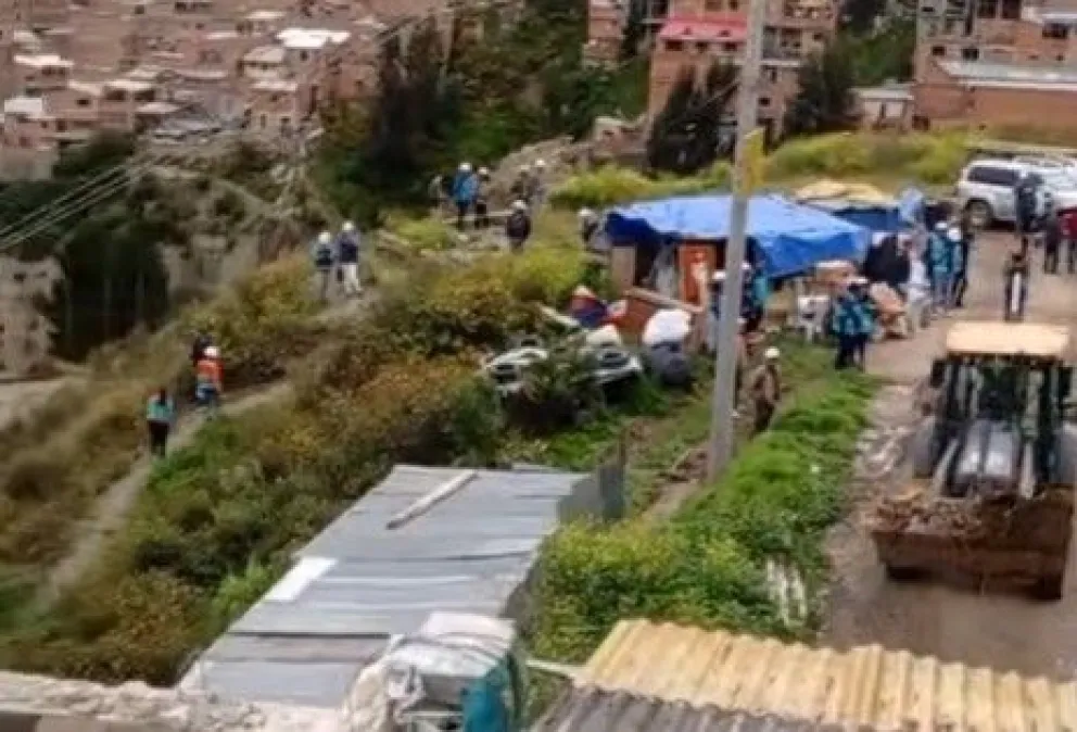 La zona afectada por el movimiento de tierra, en La Paz. Foto: captura GAMLP