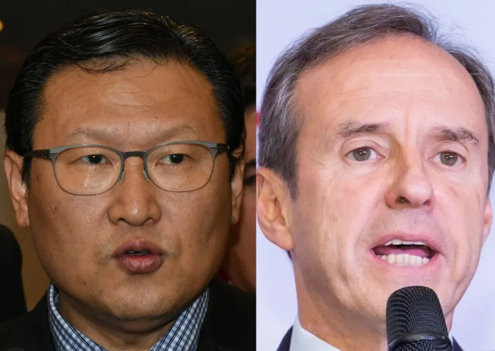 Chi Hyun Chung y Jorge Tuto Quiroga. Fotos: APG y RRSS del exmandatario 