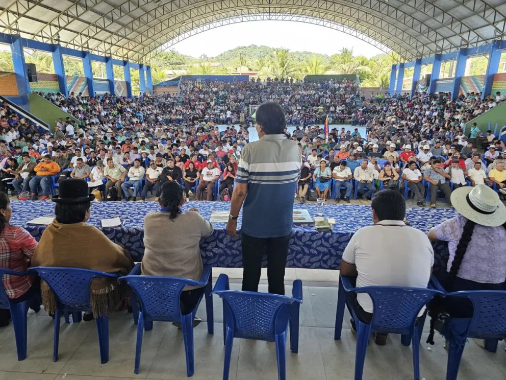 Morales, durante un encuentro efectuado en el trópico de Cochabamba, el domingo. Foto: Evo Morales (Facebook)