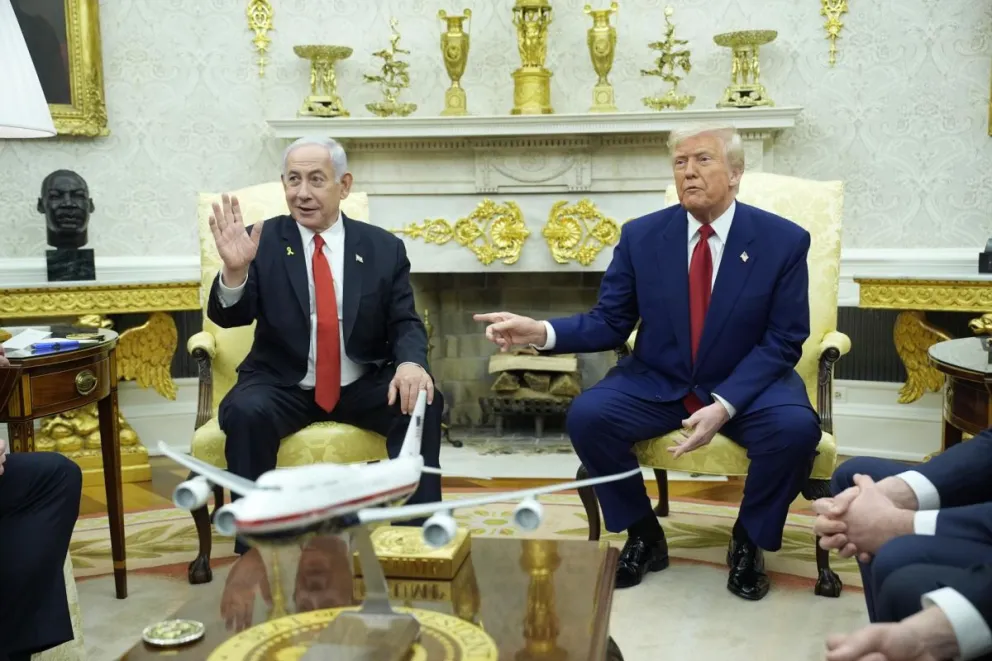  Donald Trump con el primer ministro israelí, Benjamin Netanyahu en la Oficina Oval de la Casa Blanca. Foto: EFE 