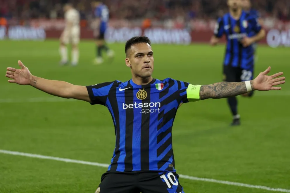 Lautaro Martínez celebra su gol contra el conjunto alemán. Foto: EFE.