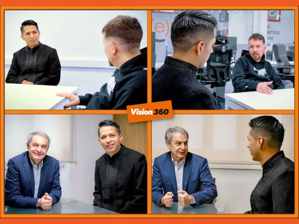 Rodríguez en las reuniones que sostuvo con Rodríguez Zapatero e Iglesias. Fotos: RRSS del presidente del Senado. Montaje: Visión 360 