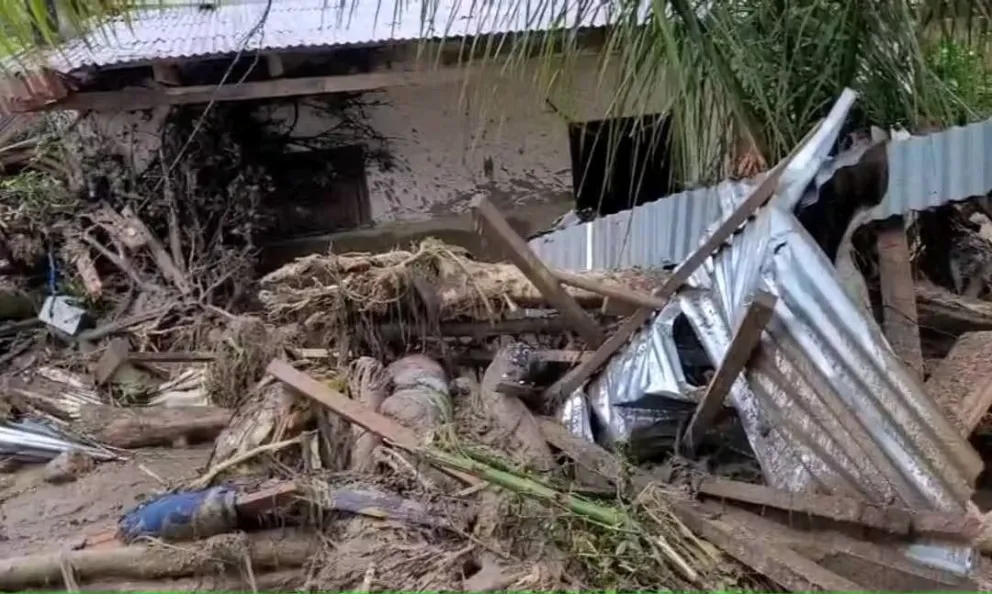 Una vivienda destruida por la mazamorra en Apolo. Foto: Radio Coroico