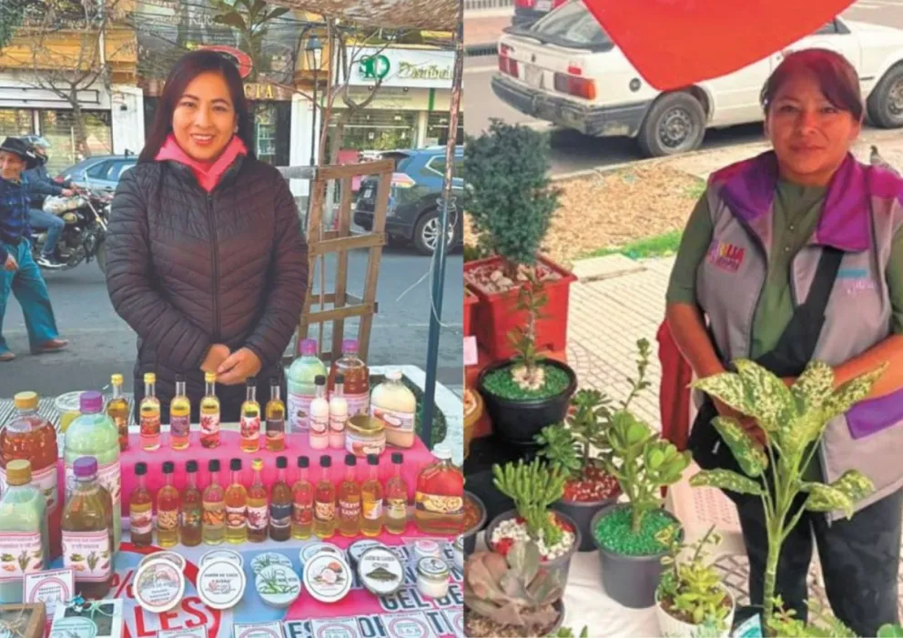 Zharina Albino y María Gutiérrez Flores, emprendedoras tarijeñas. Foto: Composición