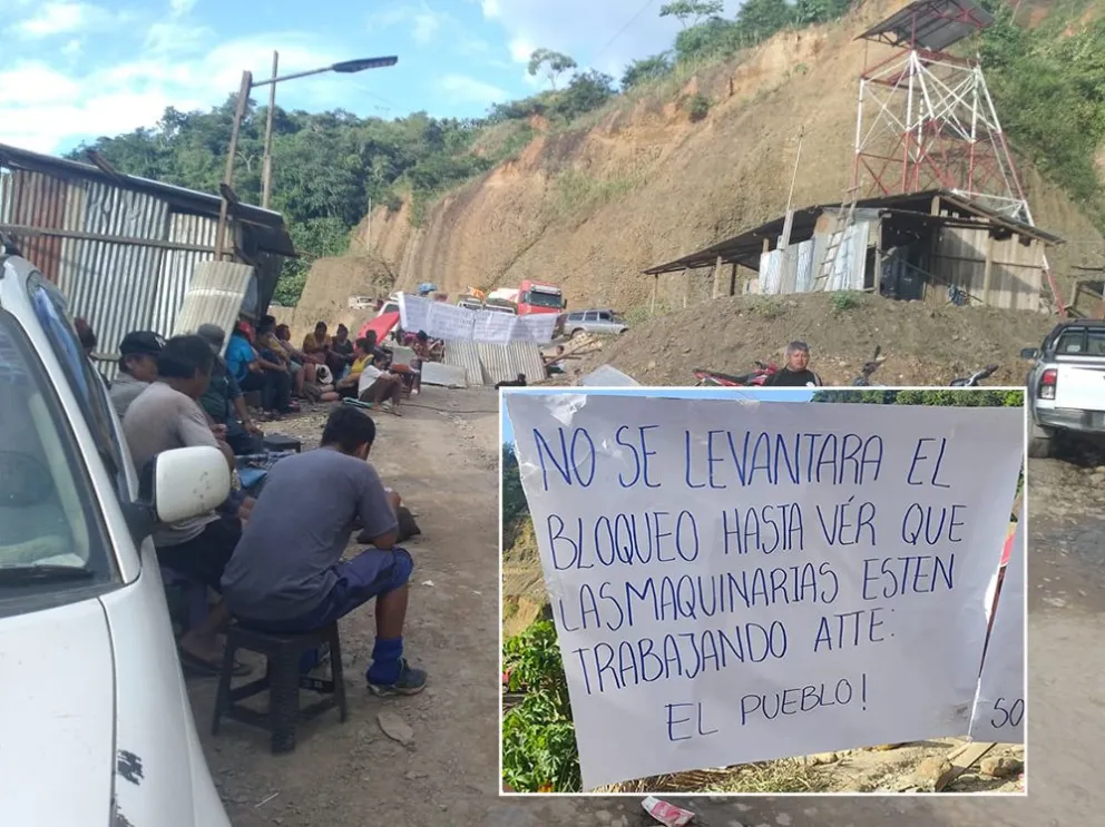 Juntas vecinales y el Comité Cívico de Tipuani iniciaron un bloqueo la noche del martes, por los cuatro meses de inundación que sufren. Foto: Visión 360