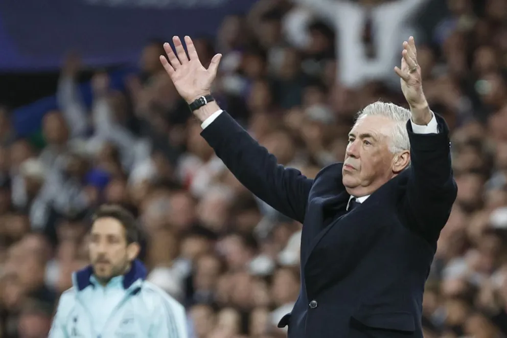 Ancelotti durante el partido de la Liga de Campeones ante el Arsenal. Foto: EFE.