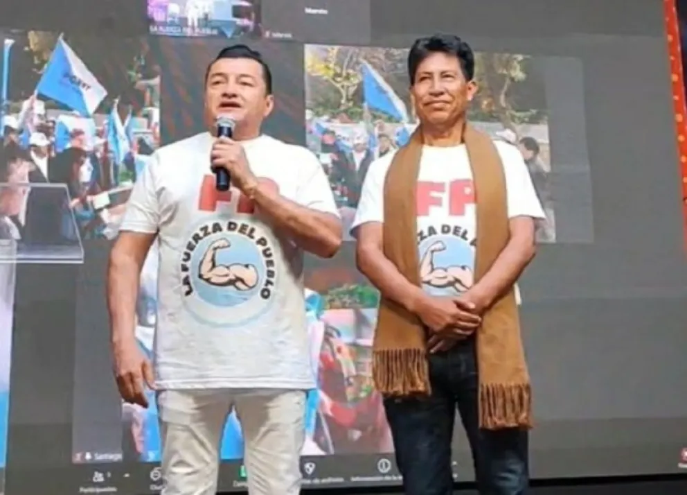 Jhonny Fernández y Edwin Rodríguez en un acto de UCS en Santa Cruz. Foto: Captura de video