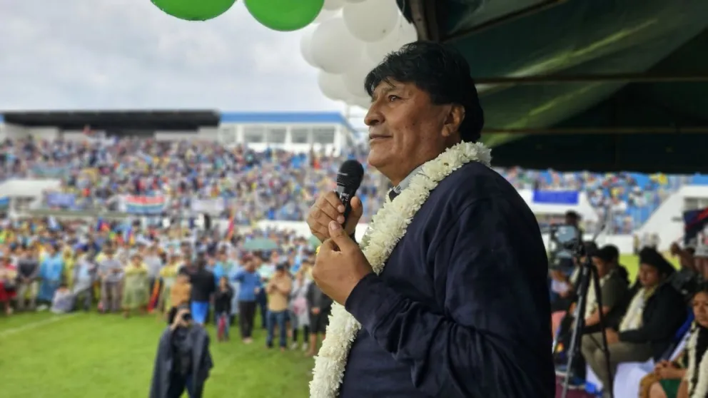 Evo Morales, en la proclamación del sábado, en el territorio de Andrónico Rodríguez. Foto: RKC 