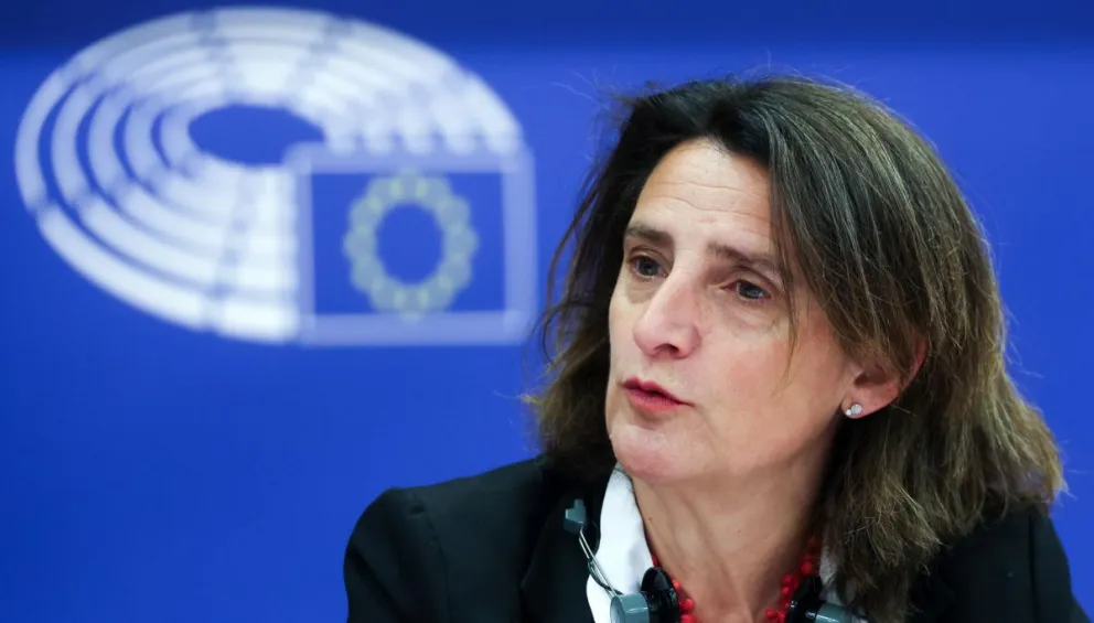 La vicepresidenta para la Transición Limpia y responsable de la política de competencia de la Comisión Europea, Teresa Ribera. Foto: EFE