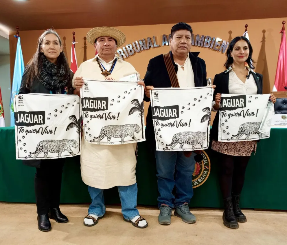 Defensores del jaguar y su habitat en la audiencia del Tribunal Agroambiental. Foto: Tribunal De Justicia Indígena Bolivia.