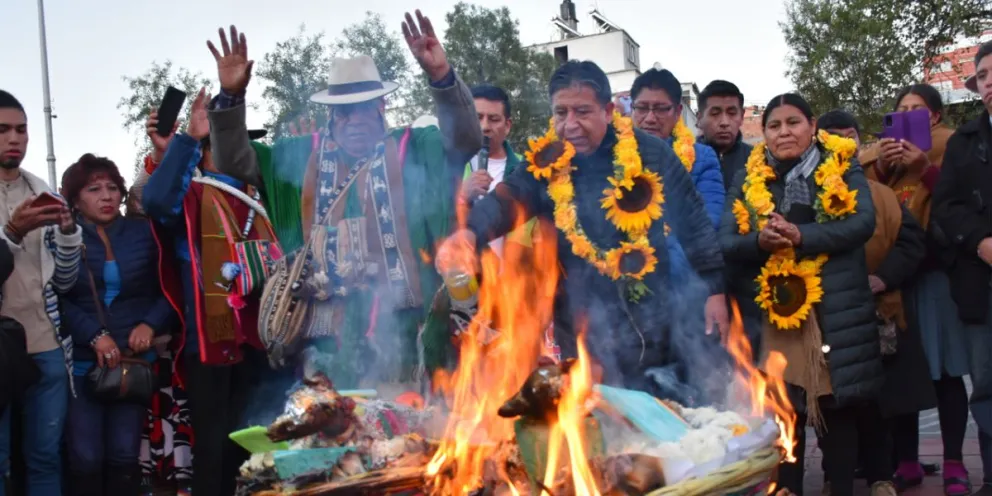 Choquehuanca en un acto del Día de la Tierra. FOTO: Ahora El Pueblo