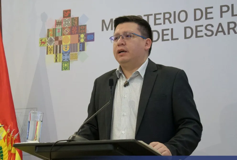 Cusicanqui durante la conferencia de prensa de este viernes. Foto: RRSS del ministerio de Planificación 