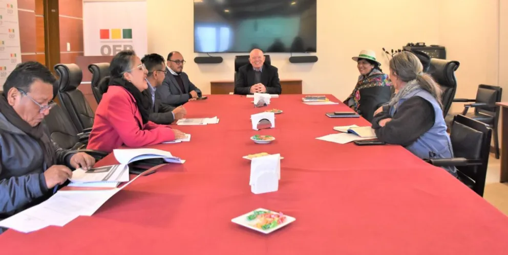 Hassenteufel y otros vocales durante una reunión. Foto: TSE