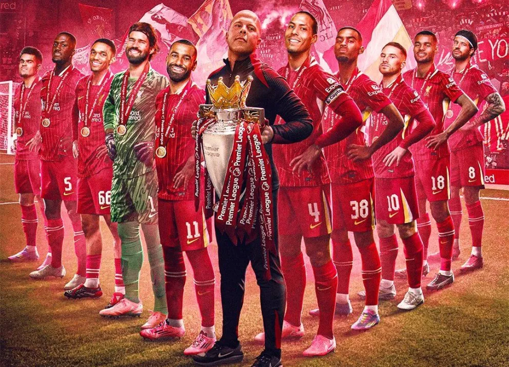 El arte que publicó el club Liverpool en homenaje a sus campeones. Foto: Liverpool