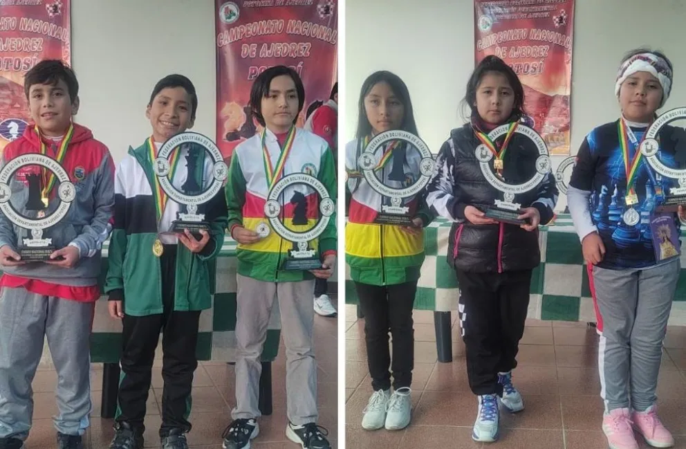 Algunos de los premiados del Clasificatorio Nacional. Foto: Federación Boliviana de Ajedrez.